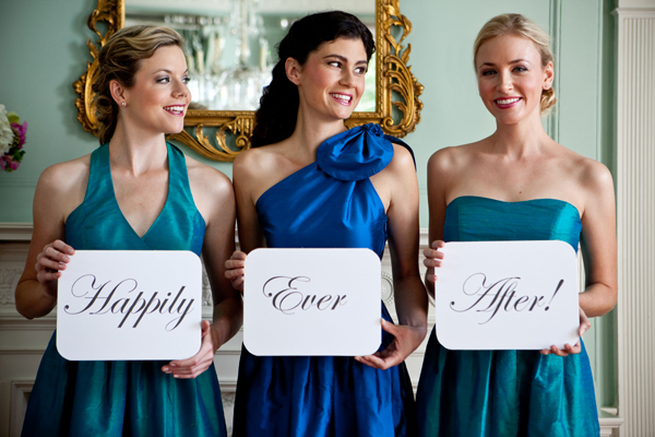 blue and teal bridesmaid dresses